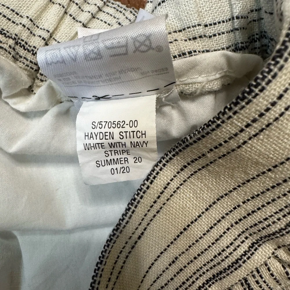 Banana Republic Hayden Blue and White Striped Cropped Pants Linen Blend Sz 6